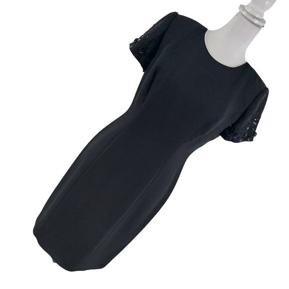 DONNA MORGAN! ELEGANT BLACK SHESTH DRESS, BEADED/JEWELED SLEEVES! SZ 8 - Picture 10 of 10